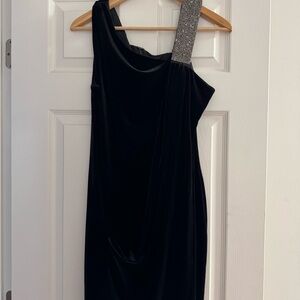 Adam Elegant Black Dress with Silver Accent (velvet)